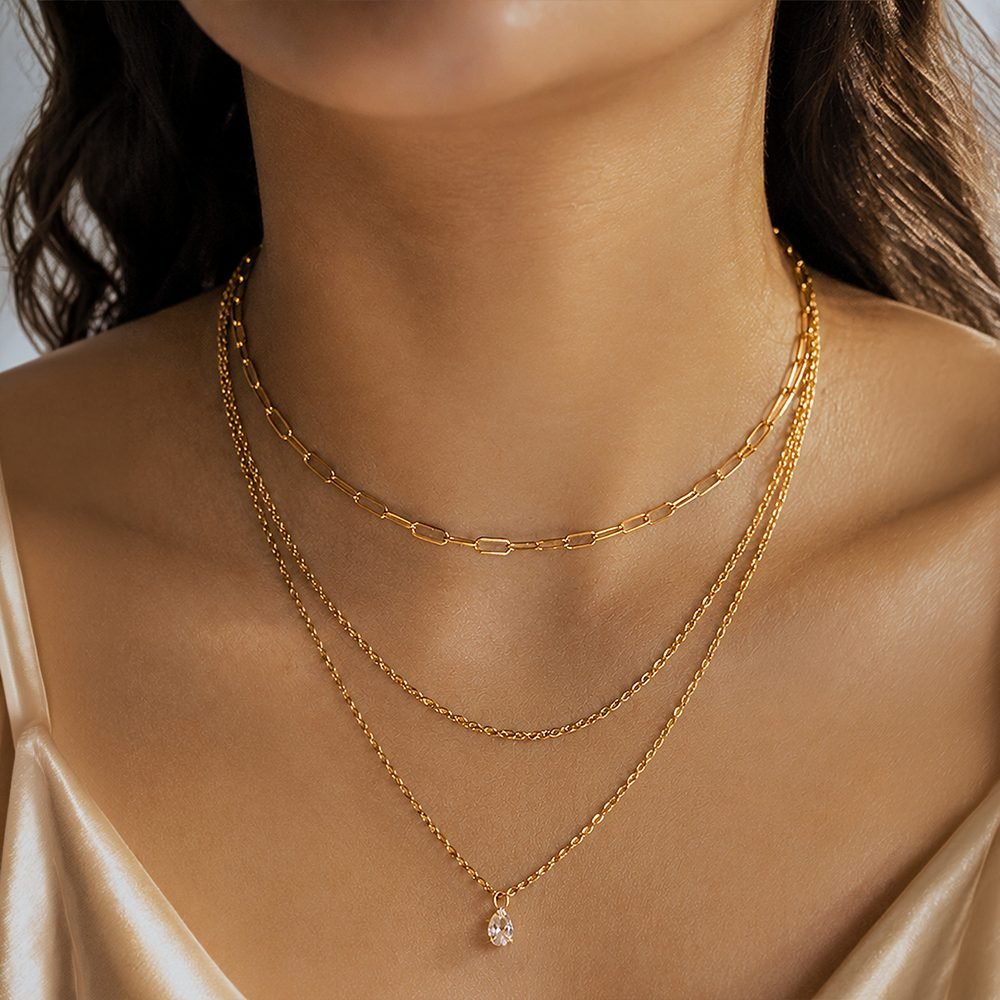 Layered Teardrop gold chain