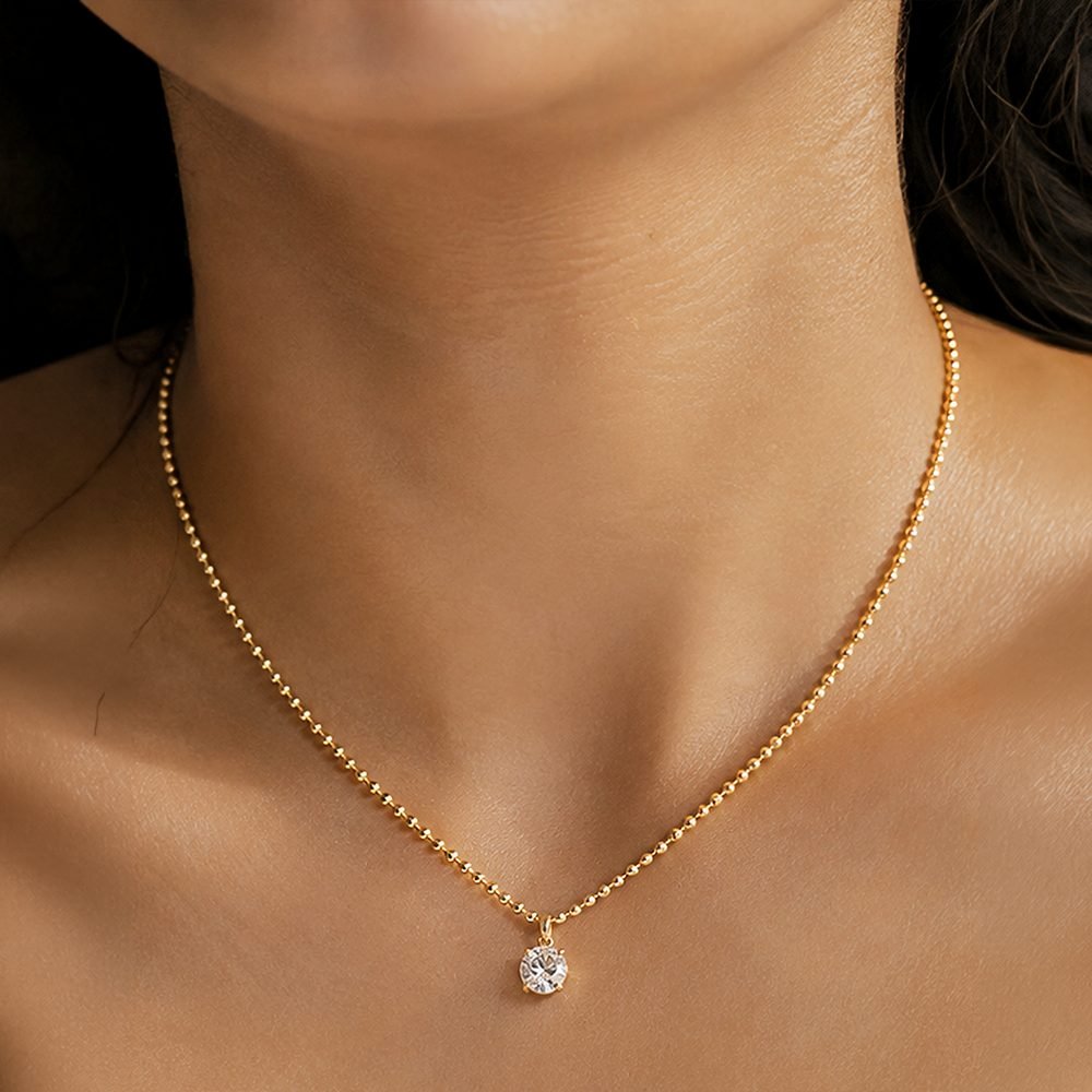 Gold Ball Chain Pendant Necklace